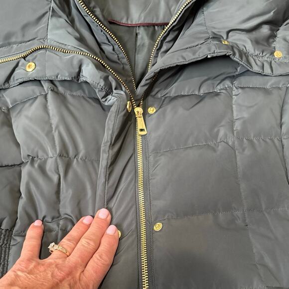 Cole Haan Taffeta Down Coat with Bib Front and Dramatic Hood Women’s Size Large - Picture 5 of 15